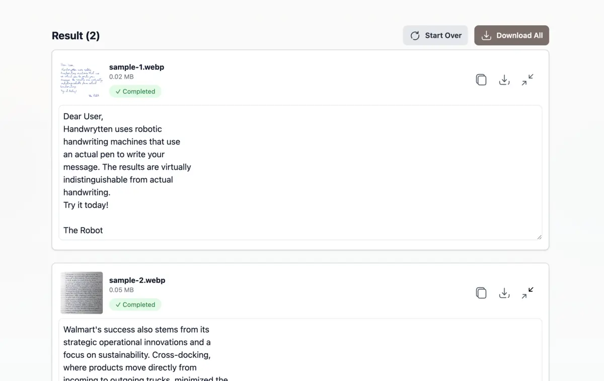 Handwriting to Text Converter Result Screen